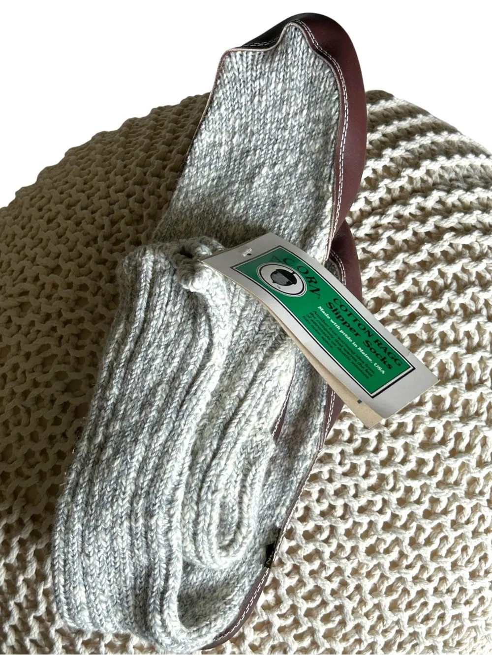 Acorn THE ORIGINAL SLIPPER SOCK Knit Brown Leather Suede Sole Gender Neutral